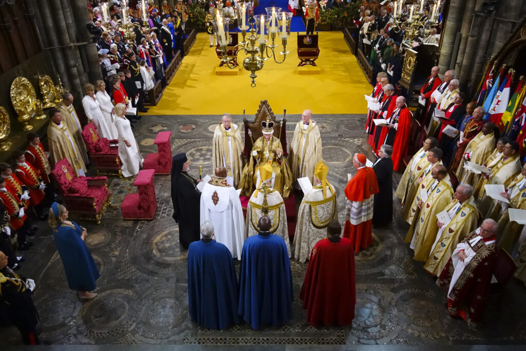 The King receives blessings after the Crowning