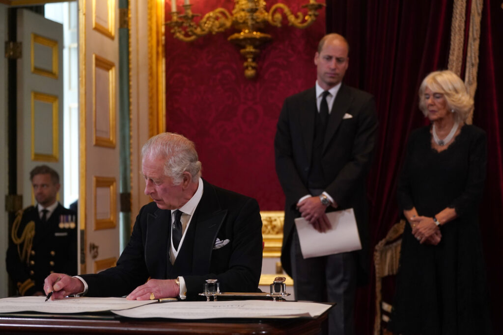 The King, The Queen and The Prince of Wales at the Accession Council, 10th September 2022 